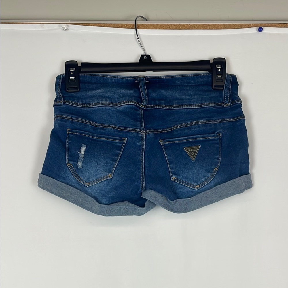 Guess Blue Jean Low Rise Distressed Short Shorts with Cuffed Style - Size XS/XXS - Picture 2 of 7